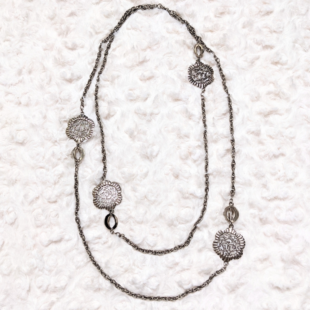 silver tone layering chain necklace